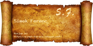 Simek Ferenc névjegykártya